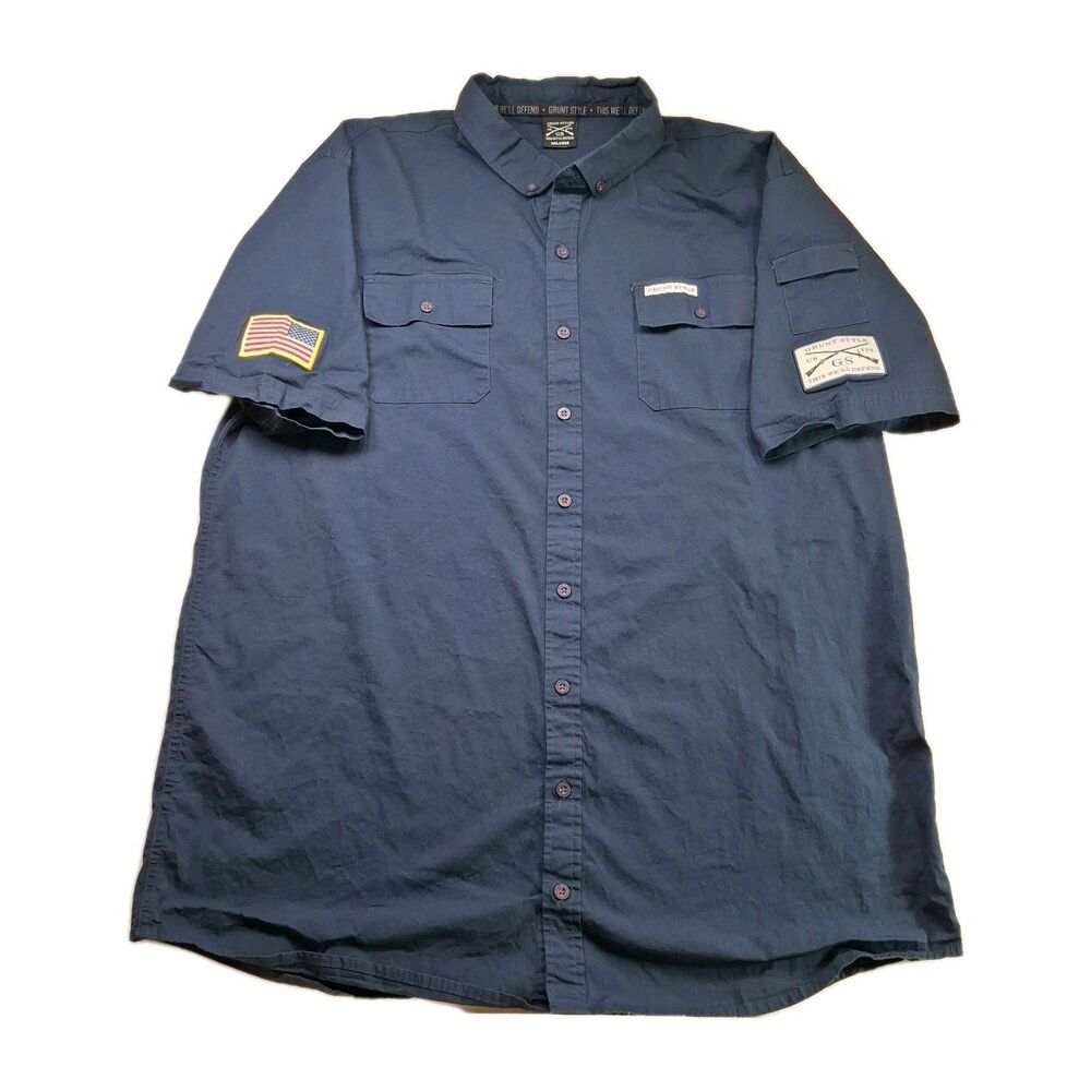 Grunt Style Sz XXL Garage Button Down Short Sleeve Shirt Men's Navy Blue